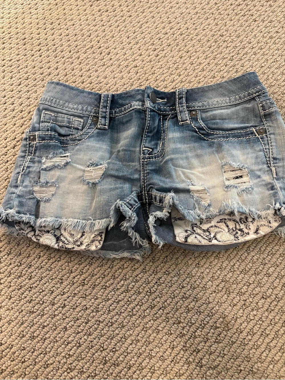 Miss Me Distressed Denim Embroidered Women’s Shorts